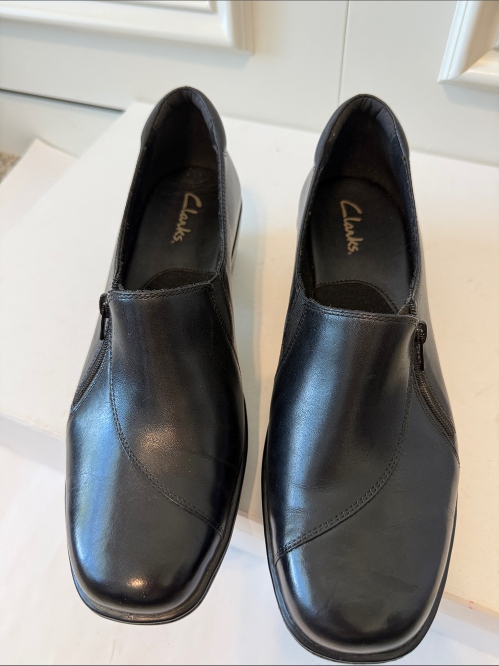 Clarks Black Leather Slip-On Loafers for Men